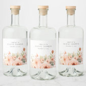 Peach Boho Floral Vrijgezellenfeest Likeurfles Etiket (Flessen)