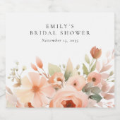 Peach Boho Floral Vrijgezellenfeest Likeurfles Etiket (Enkel label)
