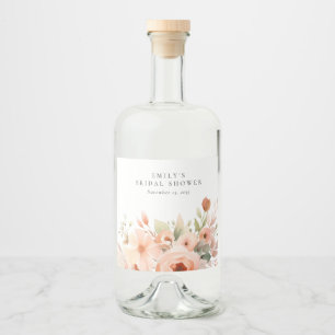 Peach Boho Floral Vrijgezellenfeest Likeurfles Etiket