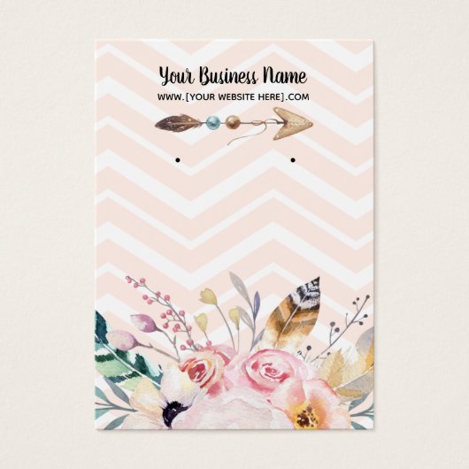 Peach boho Flowers Arrow Earning Display Cards Visitekaartje (Voorkant)