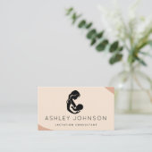 Peach Boho Lactation Consultant: moeder Silhouette Visitekaartje (Staand voorkant)