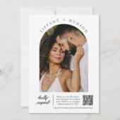 Peach Boho minimale bruiloft boog foto QR-code Kaart (Achterkant)