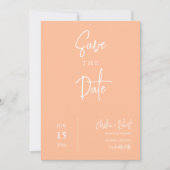 Peach Boho Modern Sla de datum bruiloft foto Kaart (Voorkant)