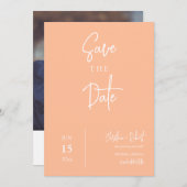 Peach Boho Modern Sla de datum bruiloft foto Kaart (Voorkant / Achterkant)