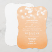 Peach Bokeh Glitter Lights Wedding Uitnodiging (Voorkant / Achterkant)