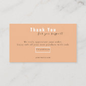 Peach Bold Script Thank You Card Discount Business Visitekaartje (Achterkant)