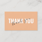 Peach Bold Script Thank You Card Discount Business Visitekaartje (Voorkant)