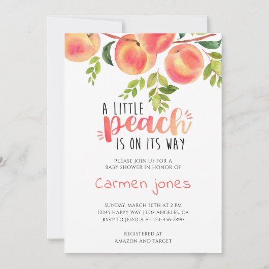 Peach Books Baby Shower Kaart (Voorkant)