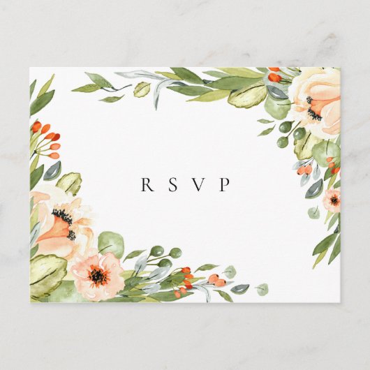 Peach Botanical Lijst Wedding RSVP Song Request Uitnodiging Briefkaart (Voorkant)