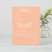 Peach Botanical Line Art Boho QR Code Foto Kaart (Staand voorkant)