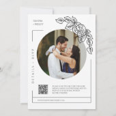 Peach Botanical Line Art Boho QR Code Foto Kaart (Achterkant)