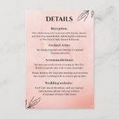  Peach Botanical Wedding Details Card Informatiekaartje (Voorkant)