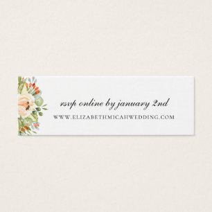 Peach Botanical Wedding Website RSVP Mini Visitekaartjes