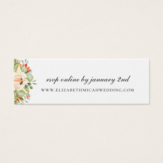 Peach Botanical Wedding Website RSVP Mini Visitekaartjes (Voorkant)