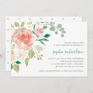 Peach Bouquet   Uitnodiging tot Baby shower