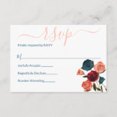 Peach, Bourgogne, Blauwgroen Groene Rozen RSVP Adv Advieskaart (Voorkant)