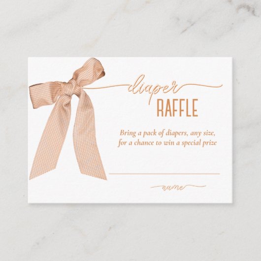 Peach Bow Baby Showe Informatiekaartje (Voorkant)