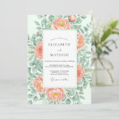 Peach Breathtaking Botanical Wedding Kaart (Staand voorkant)