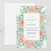 Peach Breathtaking Botanical Wedding Kaart (Voorkant / Achterkant)