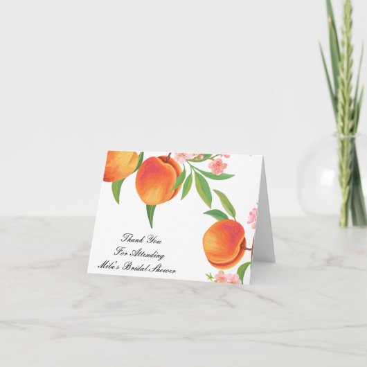 PEACH BRIDAL SHOWER THANK YOU CARD BEDANKKAART (Voorkant)