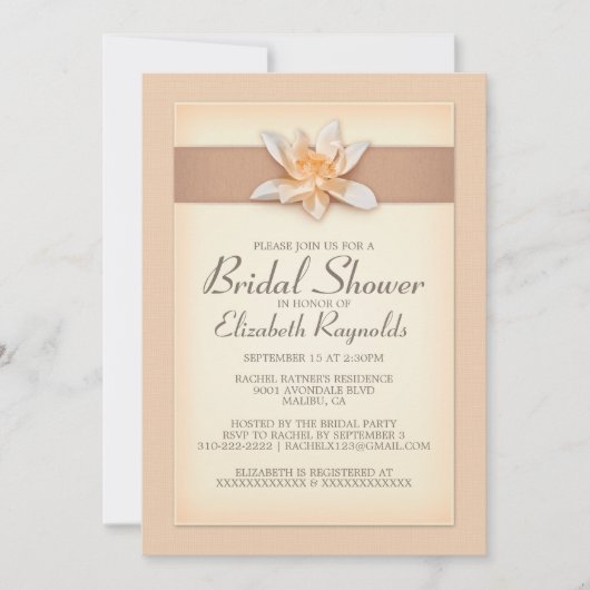 Peach Bridal Shower-uitnodigingen Kaart (Voorkant)