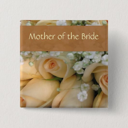 Peach Bride Wedding Pin - Gepersonaliseerd Vierkante Button 5,1 Cm (Voorkant)