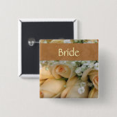 Peach Bride Wedding Pin Vierkante Button 5,1 Cm (Voorkant /achterkant)