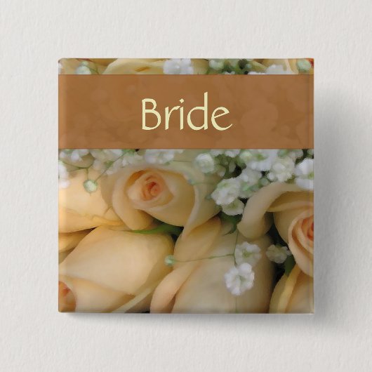 Peach Bride Wedding Pin Vierkante Button 5,1 Cm (Voorkant)
