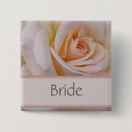 Peach Bride Wedding PIn Vierkante Button 5,1 Cm (Voorkant)