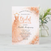 Peach Bridesmaid Dress Bridal Shower Kaart (Staand voorkant)