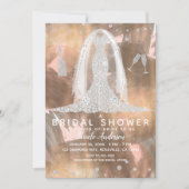 Peach Bronze Diamond Wedding Dress Vrijgezellenfee Kaart (Voorkant)