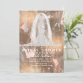 Peach Bronze Diamond Wedding Dress Vrijgezellenfee Kaart (Staand voorkant)