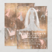 Peach Bronze Diamond Wedding Dress Vrijgezellenfee Kaart (Voorkant / Achterkant)