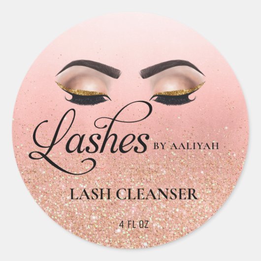 Peach Bronze Glam Glitter Lash Bath Cleanser Ronde Sticker (Voorkant)