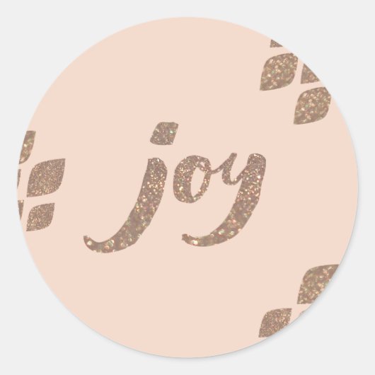 Peach & Bronze Glitter Joy Xmas Stickers (Voorkant)