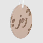 Peach & Bronze Glitter Joy Xmas Tree Ornament (voorkant)