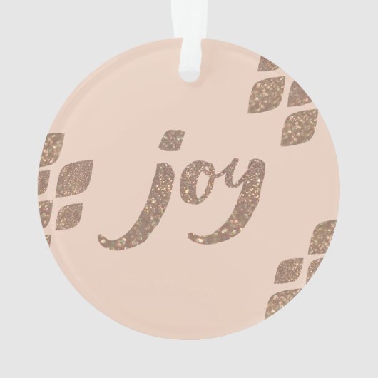 Peach & Bronze Glitter Joy Xmas Tree Ornament (achterkant)