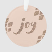Peach & Bronze Glitter Joy Xmas Tree Ornament (voorkant)
