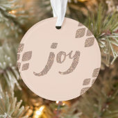 Peach & Bronze Glitter Joy Xmas Tree Ornament