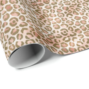 Peach Brown Leopard Print Cadeaupapier