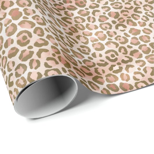  Peach Brown Leopard Print Cadeaupapier (Rol Hoek)