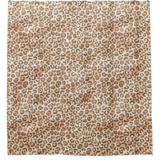  Peach Brown Leopard Print Douchegordijn (Voorkant)