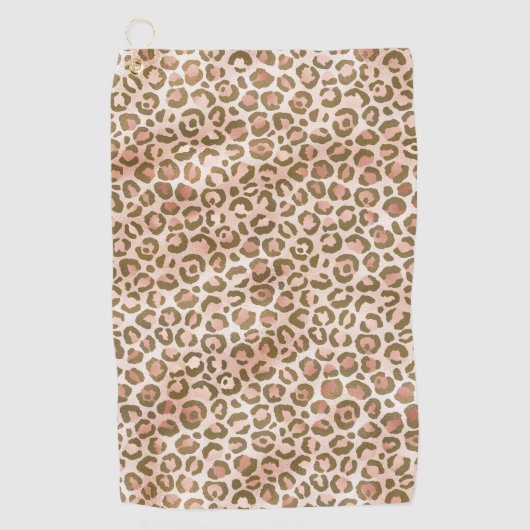  Peach Brown Leopard Print Golfhanddoek (Voorkant)