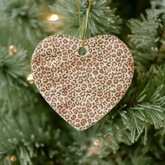  Peach Brown Leopard Print Keramisch Ornament (Boom)