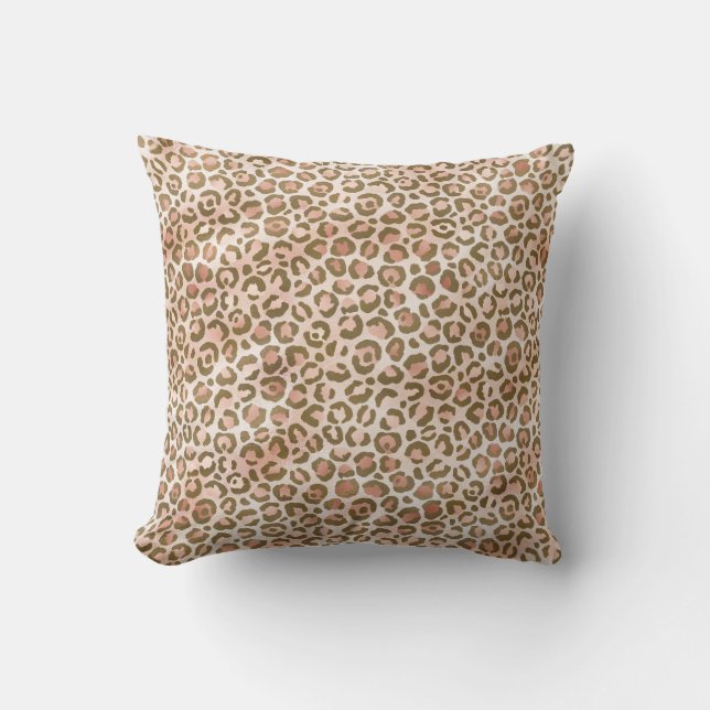  Peach Brown Leopard Print Kussen (Voorkant)
