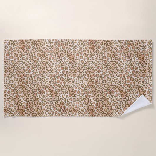  Peach Brown Leopard Print Strandlaken (Voorkant)