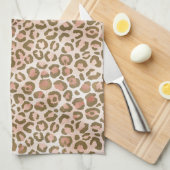 Peach Brown Leopard Print Theedoek (Quarter Fold)