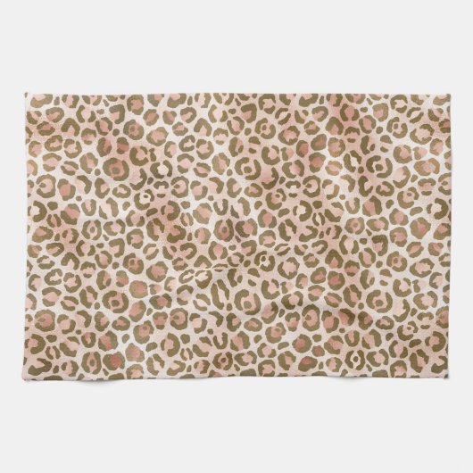 Peach Brown Leopard Print Theedoek (Horizontaal)