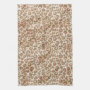 Peach Brown Leopard Print Theedoek