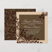 Peach & Brown Roos Sweet 16 verjaardagsuitnodiging Kaart (Voorkant / Achterkant)